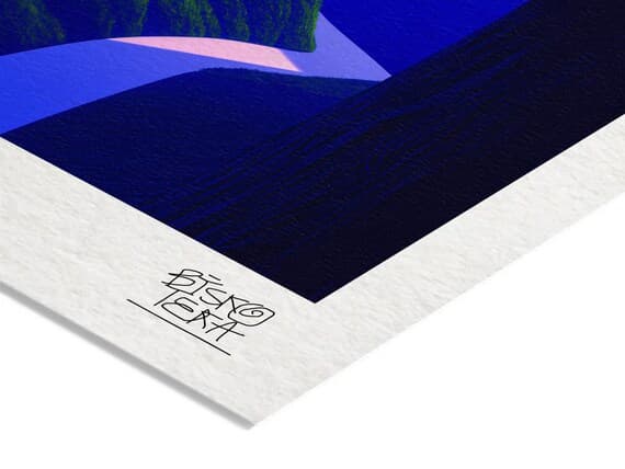 mj-print-43 Emerald Tree Horizon, paper and signature closeup