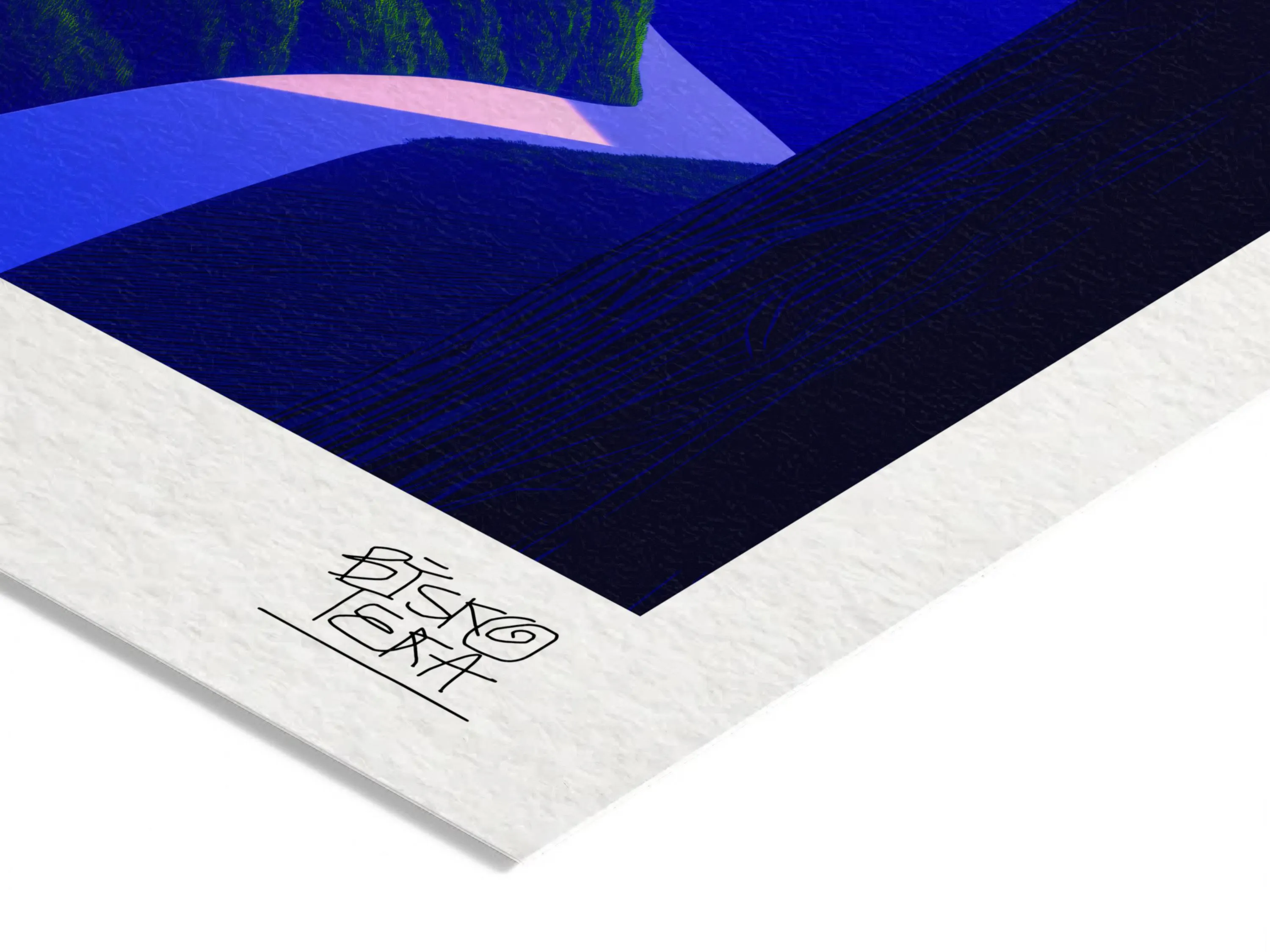 mj-print-43 Emerald Tree Horizon, paper and signature closeup