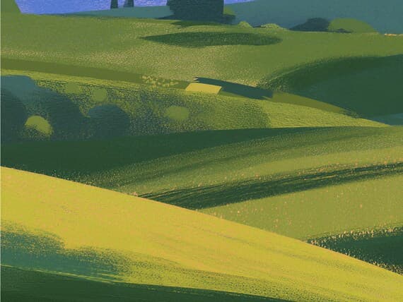 Close-up detail of the Pink Hill Blossom giclée print