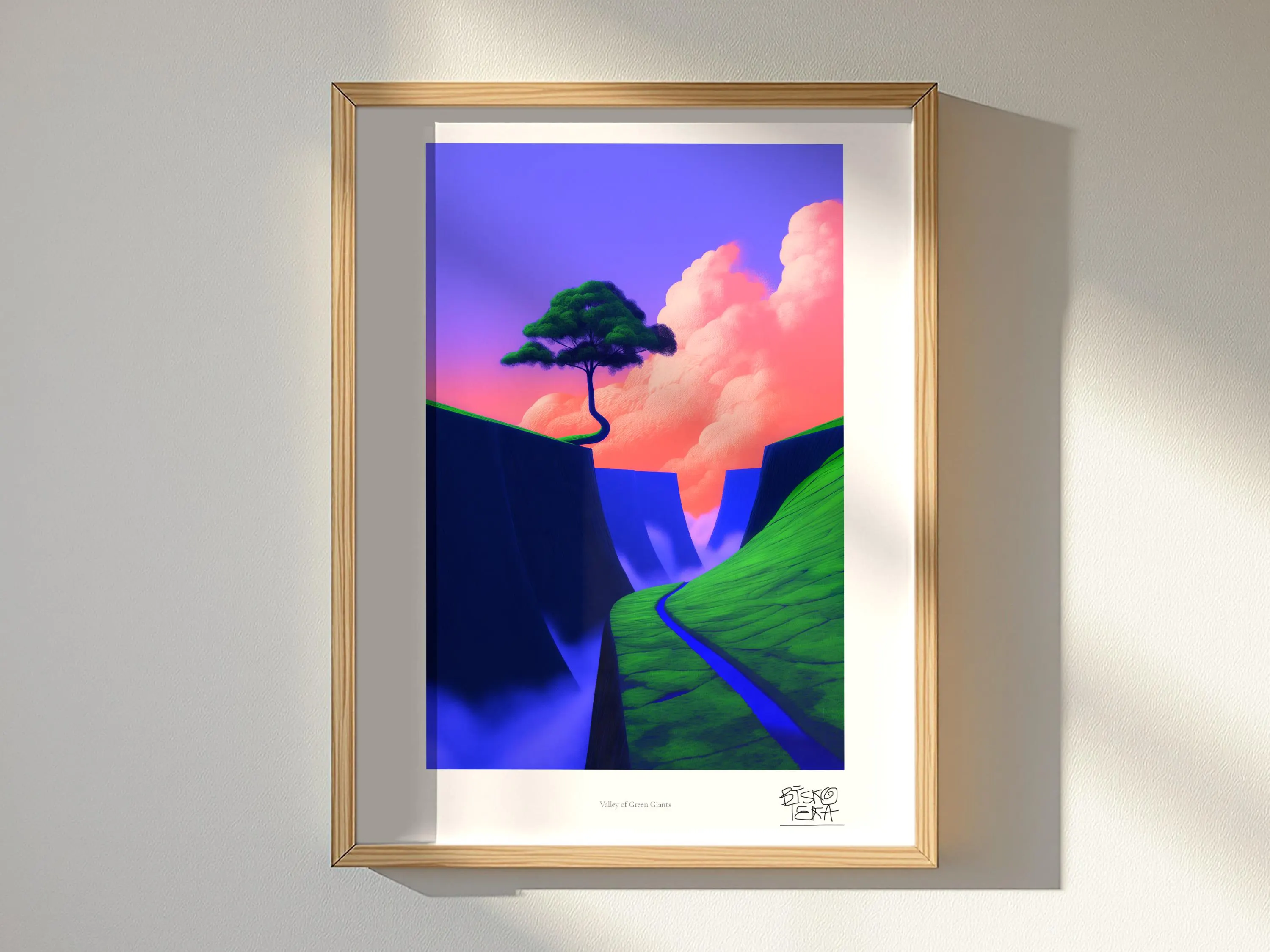 Valley of Green Giants art print, framed, in a second room setting