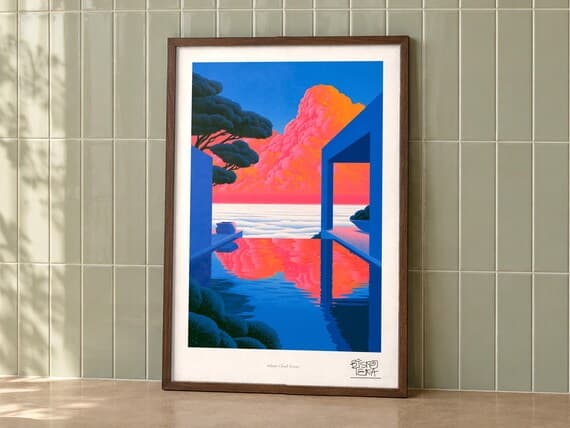 Infinity Cloud Terrace framed art print, second room setting