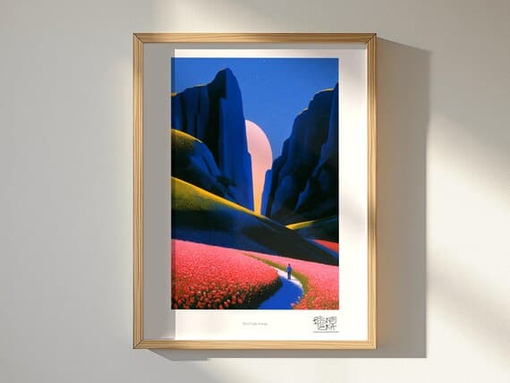 Floral Light Passage framed art print, shown hanging in a styled room