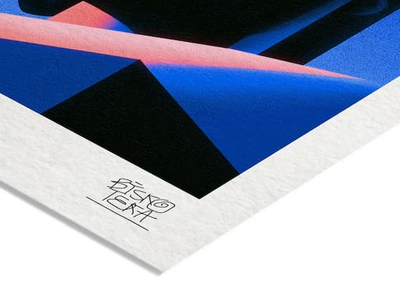 Close-up of the printed signature on the giclée paper