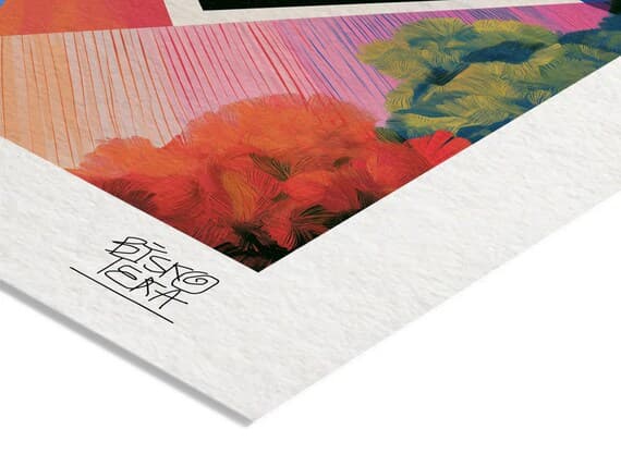 Close-up of the printed signature on the giclée paper
