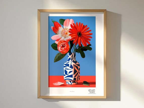 Silent Bloom art print, framed, in a second room setting