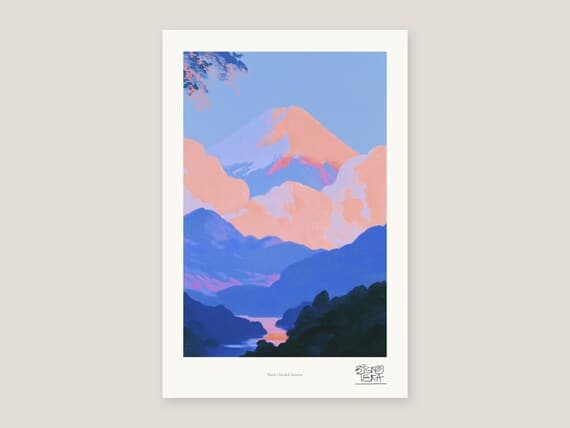 Full view of the Blush Clouded Summit print with its white gallery margin