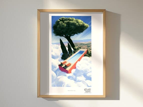 Skyward Water Oasis art print, framed, in a second room setting