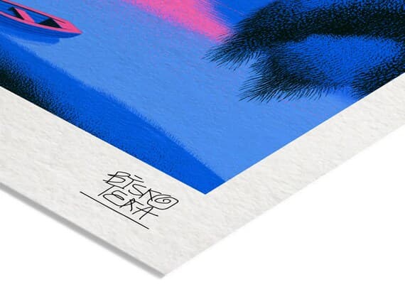 Close-up of the printed signature on the giclée paper