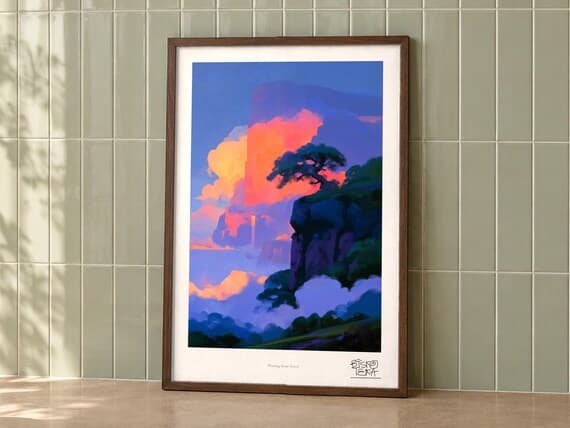 Floating Stone Forest framed art print, second room setting