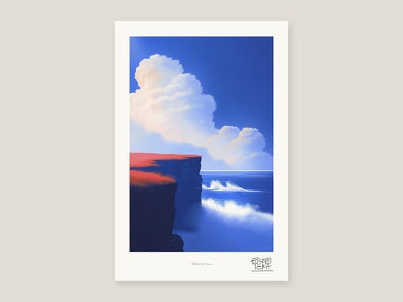 Red Grass Cliff Wall Art Print