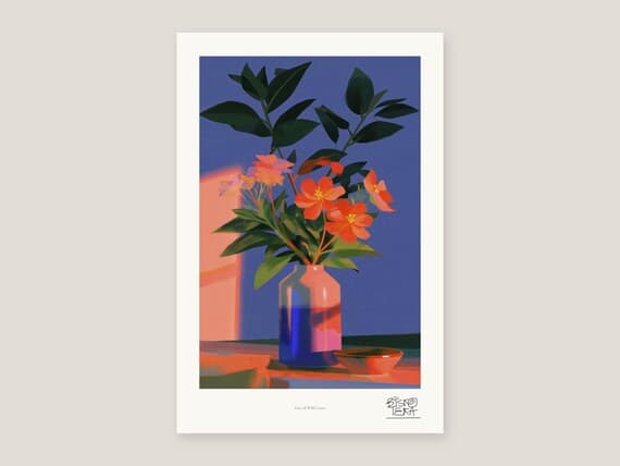 Full view of the Vase of Wild Grace print with its white gallery margin