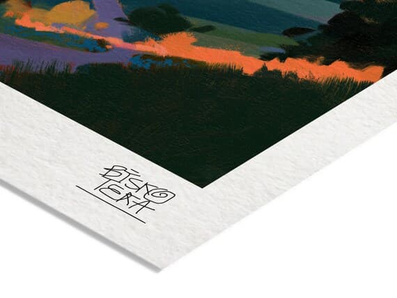 Close-up of the printed signature on the giclée paper