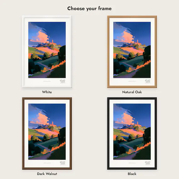 Frame colour comparison for the Colorful Countryside Path framed print