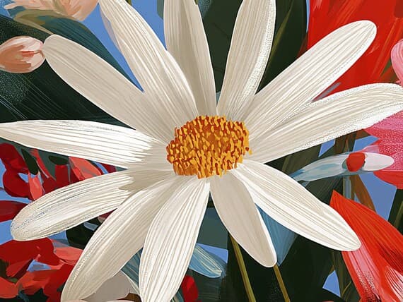 Close-up detail of the Blooming Ceramic Vessel giclée print