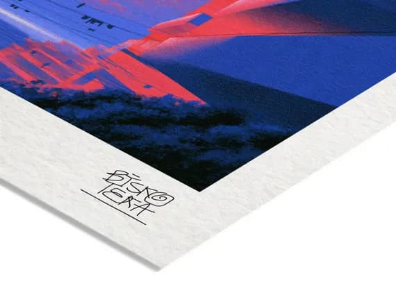 Close-up of the printed signature on the giclée paper