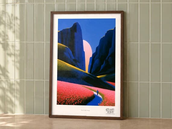 Floral Light Passage framed art print, second room setting