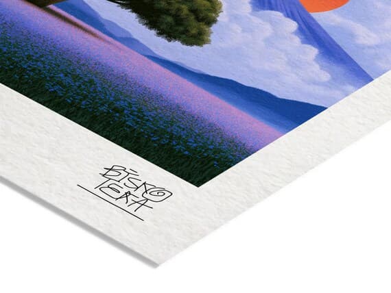 Close-up of the printed signature on the giclée paper