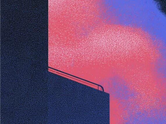 Close-up detail of the Balcony Men Mosaic giclée print