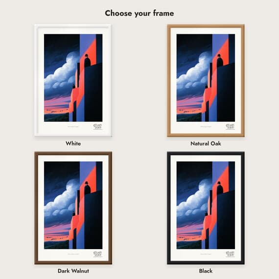 Frame colour comparison for the Balcony Figures Languid framed print
