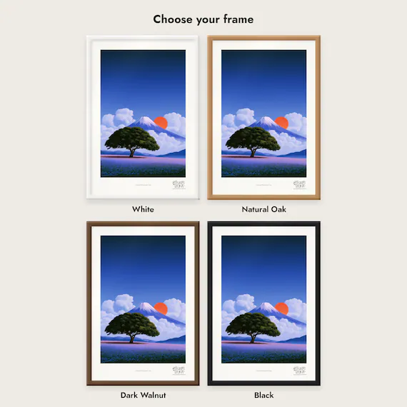 Frame colour comparison for the Celestial Mountain Vista framed print