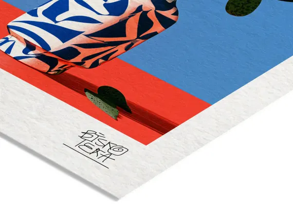 Close-up of the printed signature on the fine-art giclée paper of the Silent Bloom print