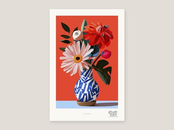 Full view of the Ceramic Bloom print with its white gallery margin