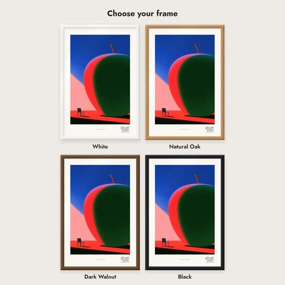Frame colour comparison for the Apple Room Surreal framed print