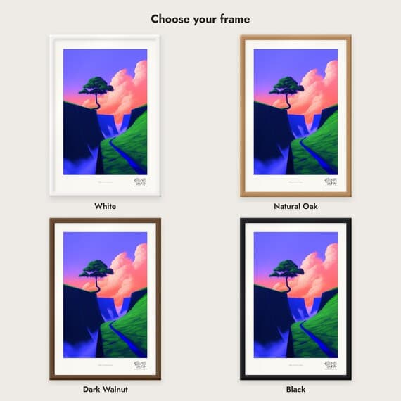 Frame colour comparison for the Valley of Green Giants framed print