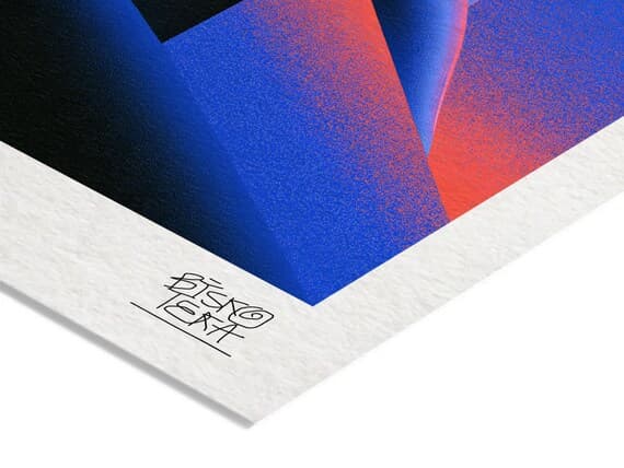 Close-up of the printed signature on the giclée paper