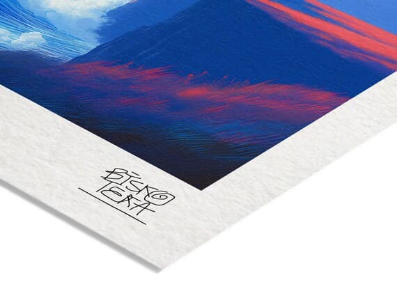 Close-up of the printed signature on the giclée paper