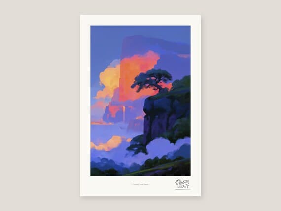 Full view of the Floating Stone Forest print with its white gallery margin