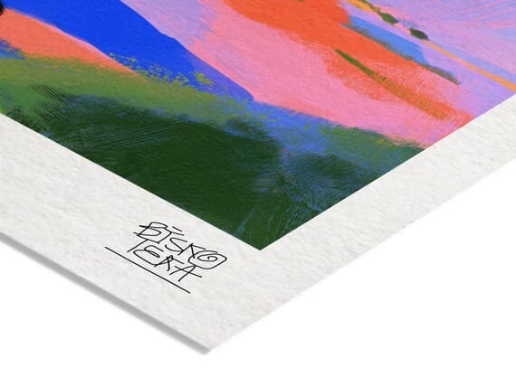 Close-up of the printed signature on the giclée paper