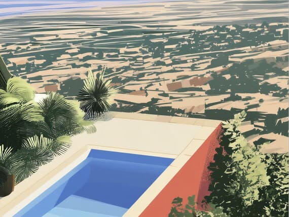 Close-up detail of the Skyward Water Oasis giclée print