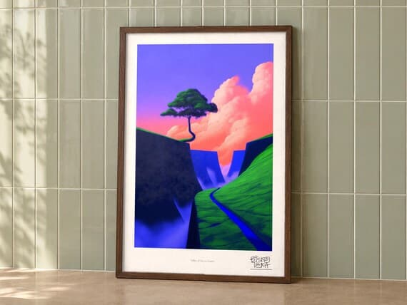 Valley of Green Giants framed art print, second room setting