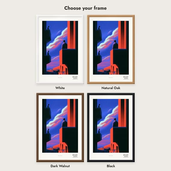 Frame colour comparison for the Balcony Echoes framed print