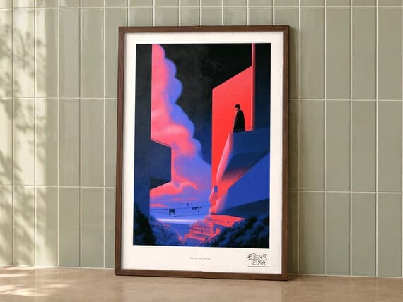 Balcony Men Mosaic framed art print, second room setting