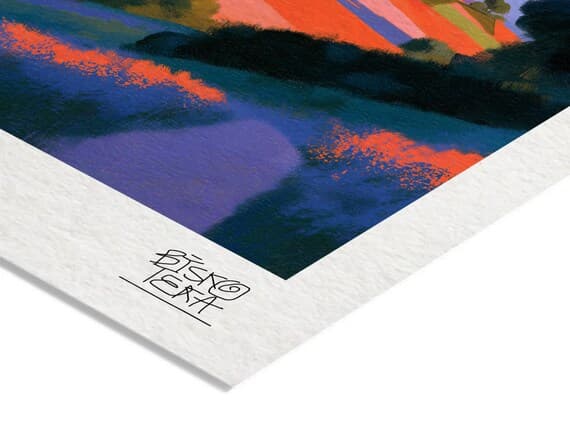 Close-up of the printed signature on the giclée paper