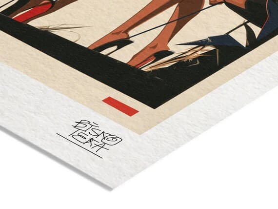 Close-up of the printed signature on the giclée paper