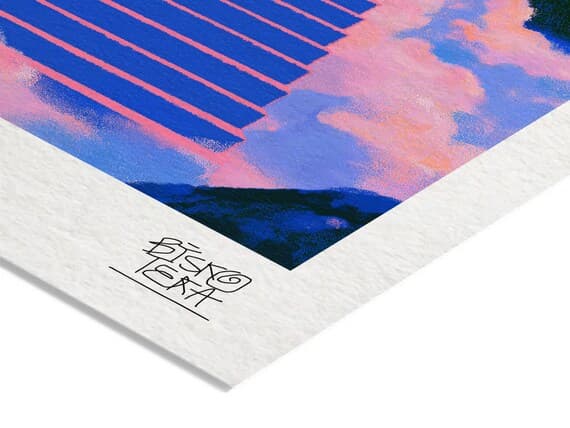 mj-print-25 Staircase to the Clouds, paper and signature closeup