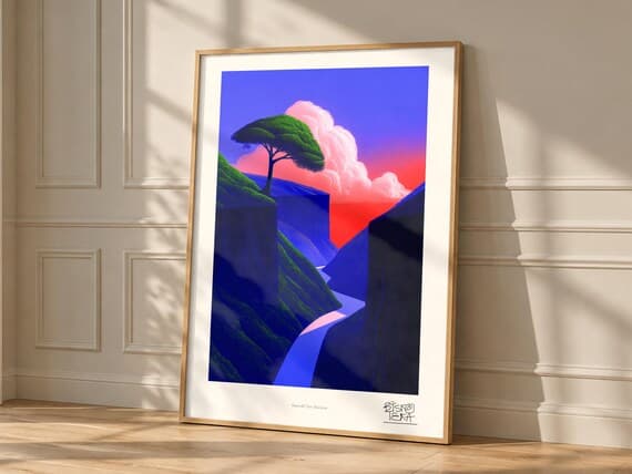 Emerald Tree Horizon art print, framed, in a second room setting