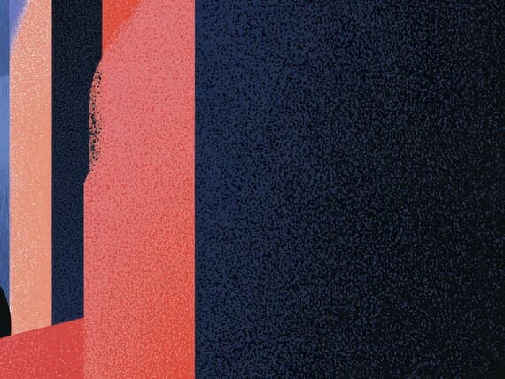 Close-up detail of the Balcony Figures Languid giclée print