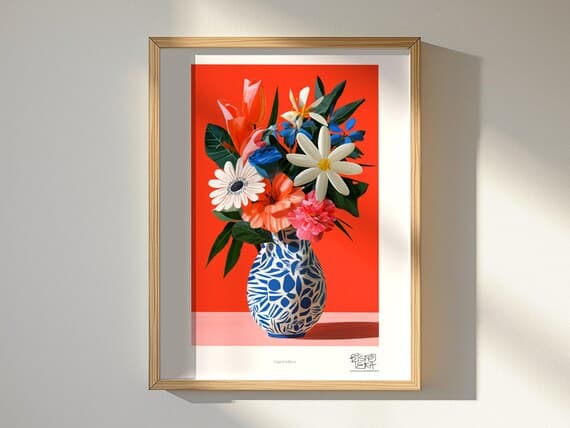 Digital Stillness art print, framed, in a second room setting