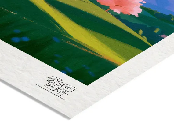 Close-up of the printed signature on the giclée paper