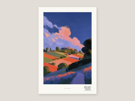 Full view of the Rustic Roadscape print with its white gallery margin