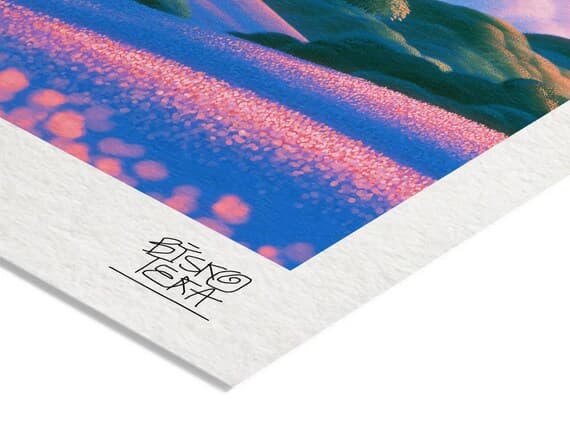 Close-up of the printed signature on the giclée paper