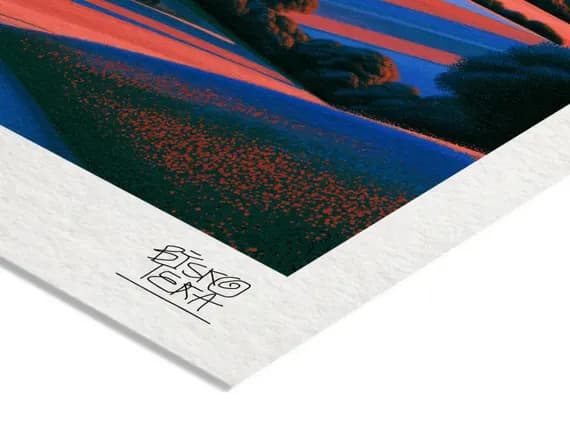 Close-up of the printed signature on the giclée paper
