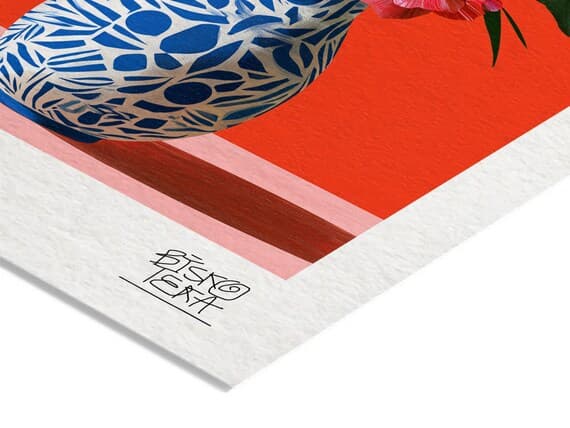Close-up of the printed signature on the fine-art giclée paper of the Digital Stillness print