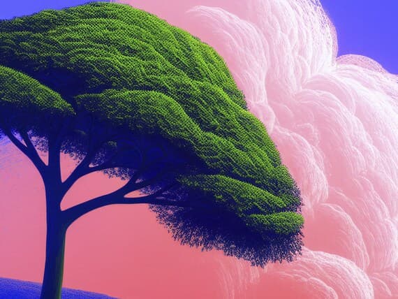 Close-up detail of the Emerald Tree Horizon giclée print