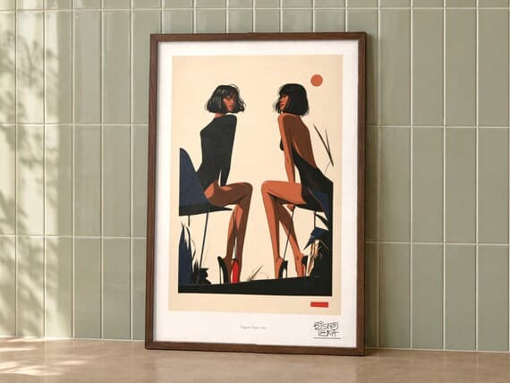 Negative Space Duo framed art print, second room setting